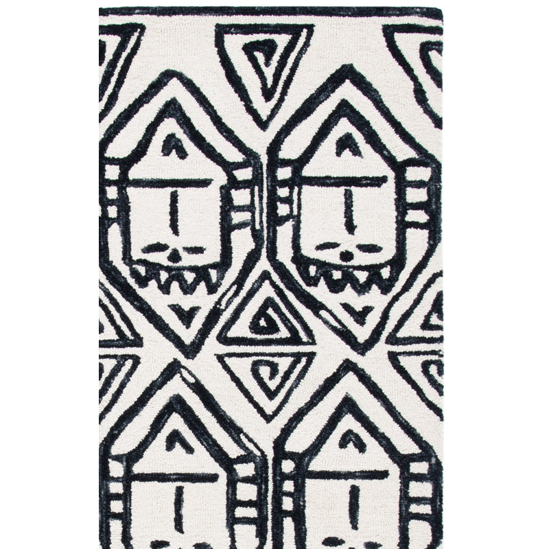 Tapis en laine et coton touffeté à la main Aon avec latex Southwestern, Rectangle 5 pi x 8 pi