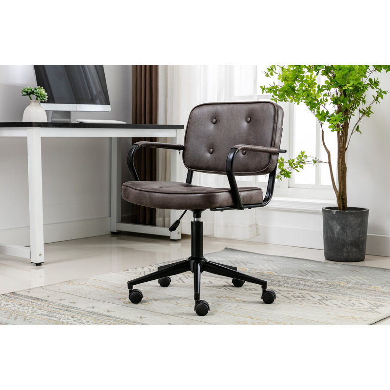 Caroli Suede Office Chair, Dark Grey
