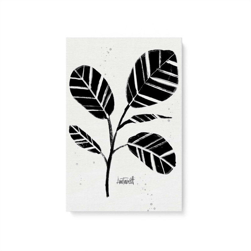 Toile tendue noire et blanche Botanicals IV, H 30 po x l 20 po