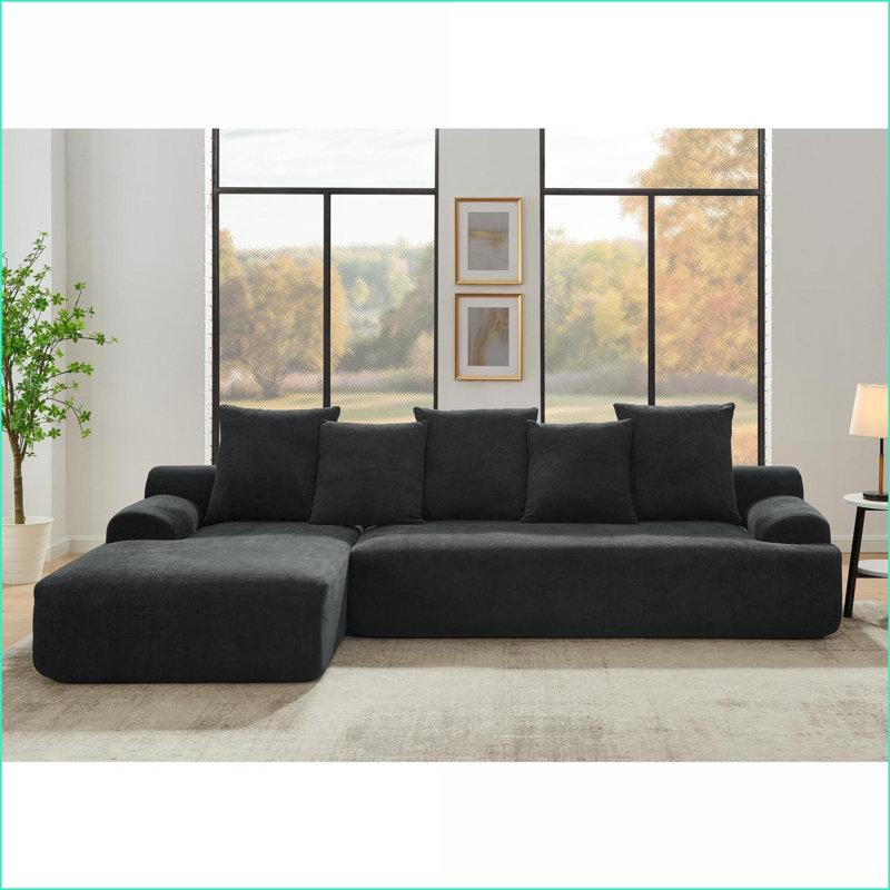 Canapé modulaire, canapé modulaire en L 110,25 x 67 po pour le salon et la chambre à coucher | Noir | Mélange de velours