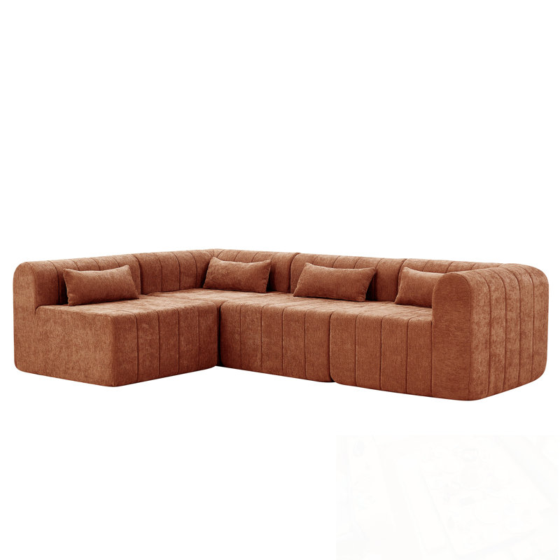 Canapé modulaire modulaire avec 4 coussins, Multi orange