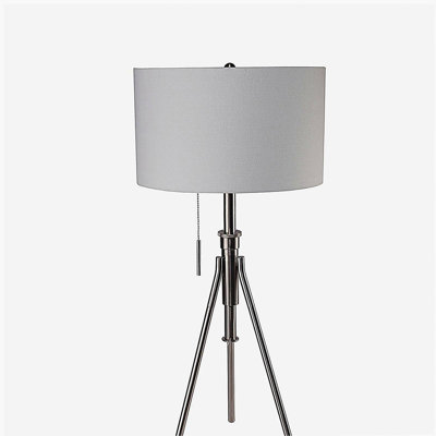 Rustic Appearance 1pc Washed Steel Tripod Lighting with Unique Pull Chain Switch 32"H
