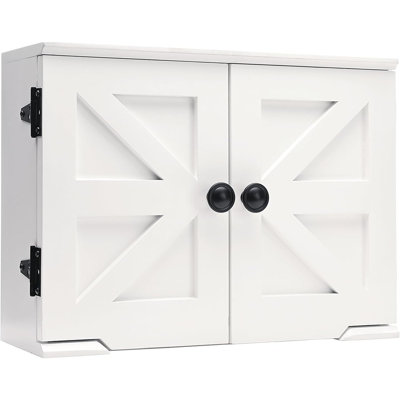 Barndoor Spice Cabinet – White – Wall-Mounted Storage Cabinet For Spices And Small Kitchen Items