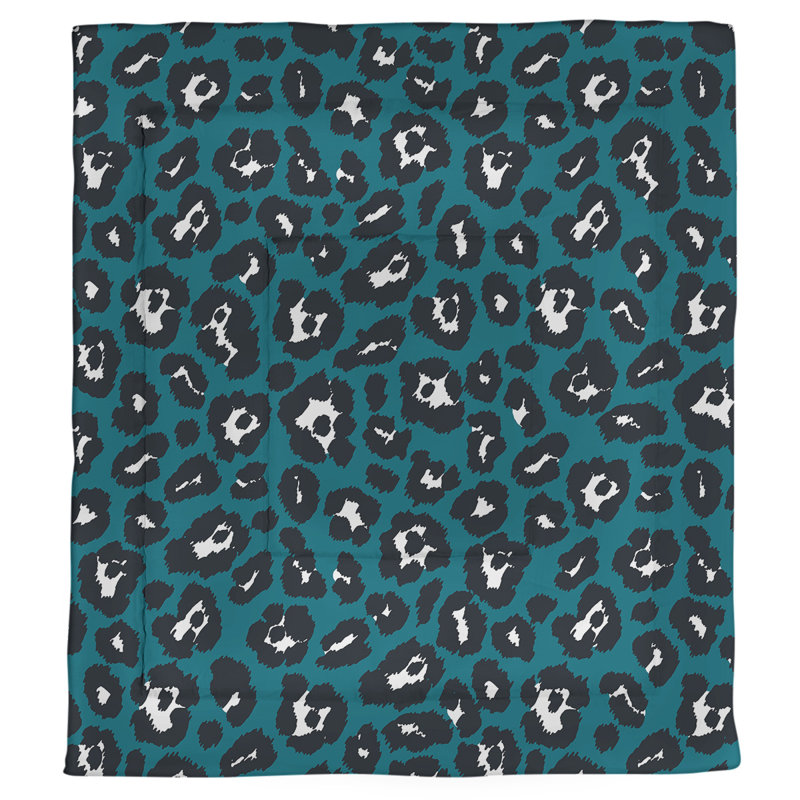 Polyester Animal Print Comforter, Twin Comforter, Green/Black