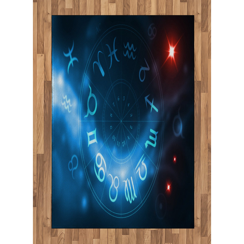 Astrology High Density Long Fiber Poly Threads Decorative Area Rug Carpet, Rectangle 4' x 5'8"