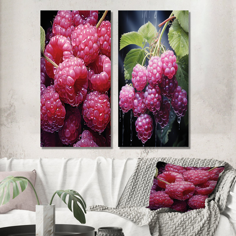 Ensemble de salon 2 pièces Lustrous Lilac Raspberry Radiance - Fruits, Toile tendue, H 28 po x l 25 po