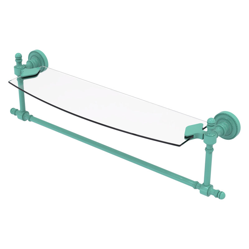Tablette flottante rétro avec porte-serviettes, H 5 po x l 18 po x P 5 po, Vert écume de mer