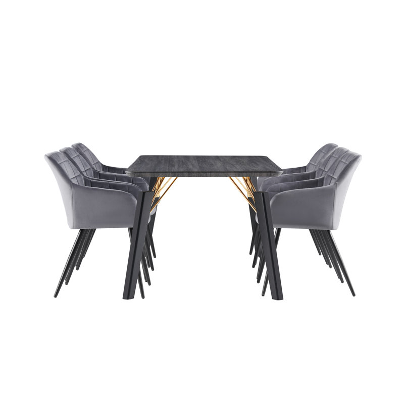 Yerres 6 -Person Dining Set, Black, Dark Grey