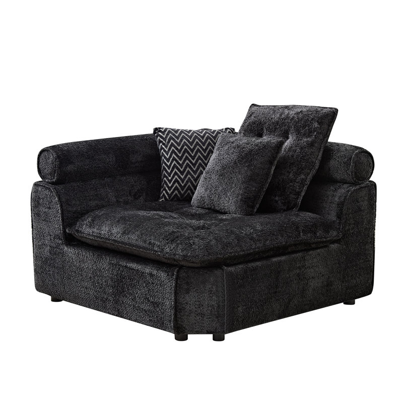 En coin, Bouclé noir, Noir