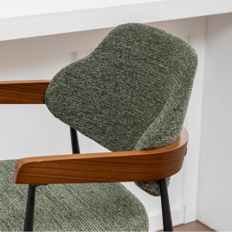 Tabouret de comptoir rembourré avec accoudoirs Devane, Vert