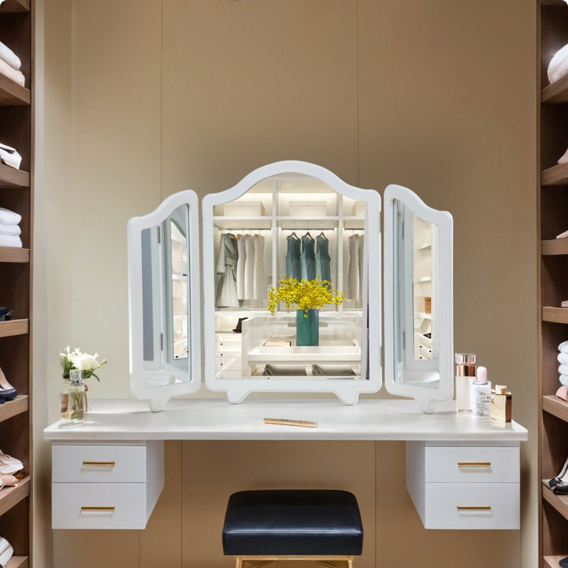 Miroir de maquillage à trois volets