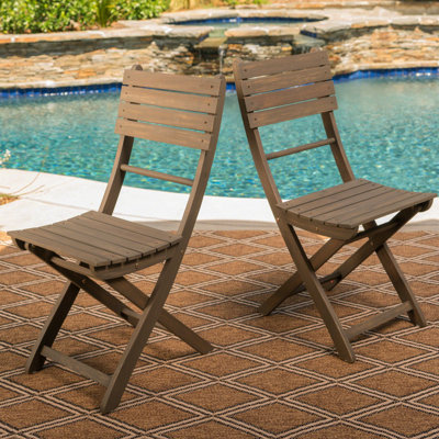 2 chaises pliantes, bois, gris, finition bois patiné, finition grise, pour résister aux intempéries et à l'humidité, 2 chaises