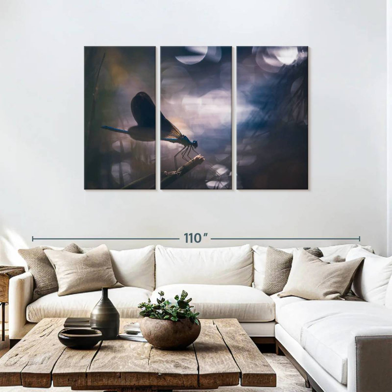 Brampt Blue Calopteryx Dragonfly, 48" H x 74" W