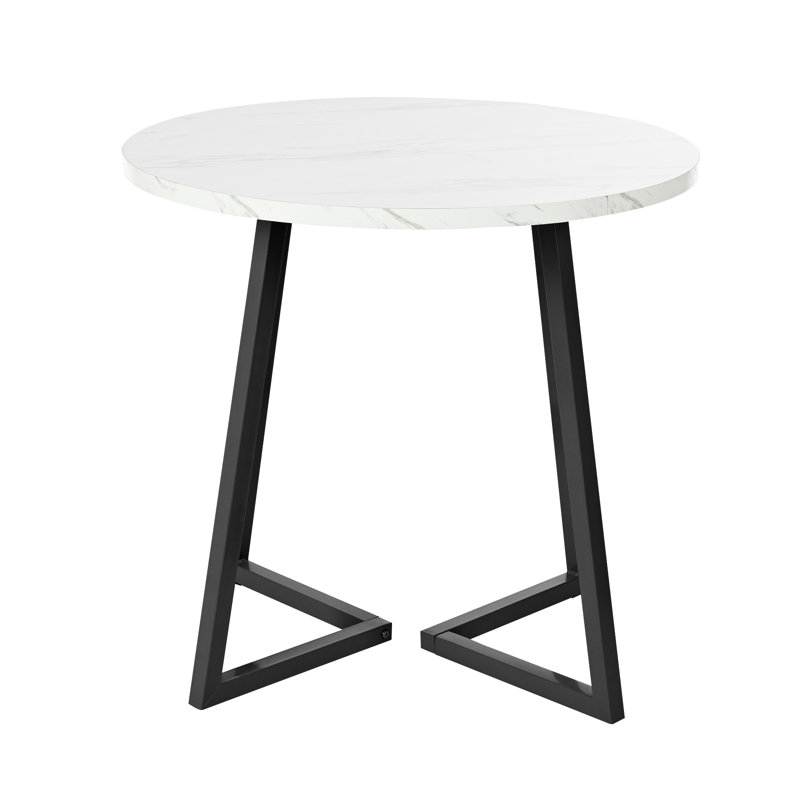 Carmaine Round Metal Base Dining Table, Black