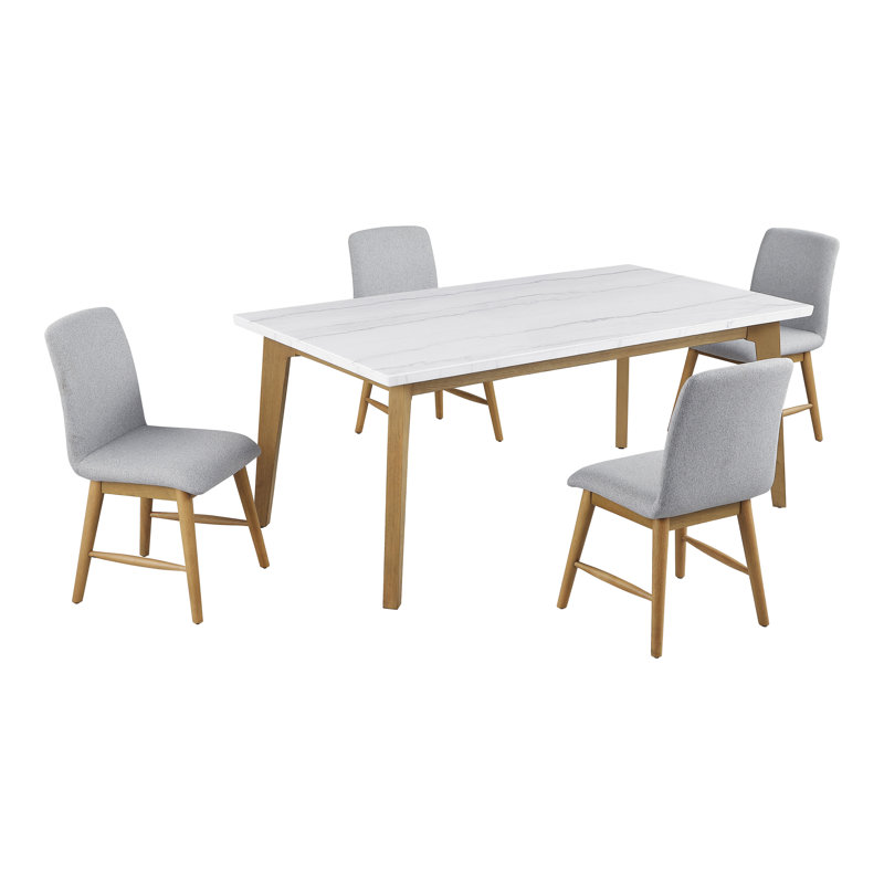 Brunilda 5-Piece Rectangular Dining Table Set, 5 Pieces: Table, 4 Chairs