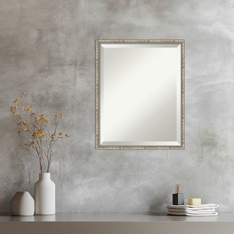 Miroir mural en bois biseauté Pearce, 17.25 in. W x 21.25 in. H, Belvédère argenté