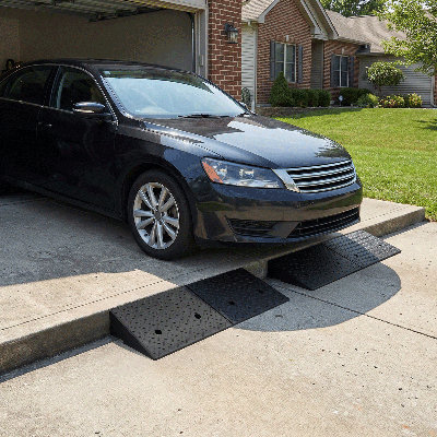 Rubber Curb Ramp, 5.9" Rise Height Heavy Duty Threshold Ramp Driveway Ramp For Cars Warehouse Garage