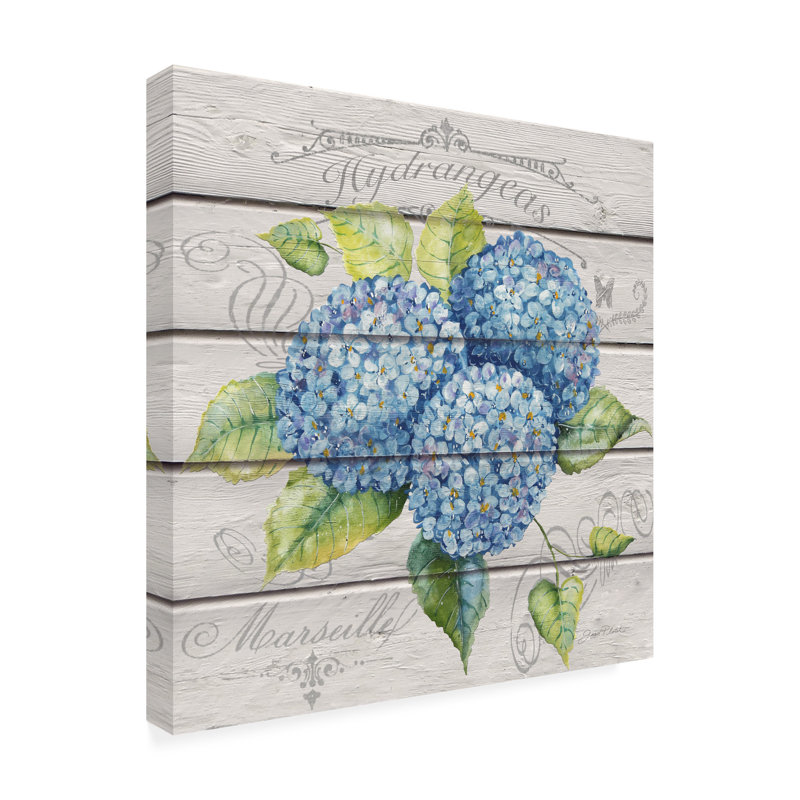 Décoration murale d'extérieur bleu hortensias, L 14 po x H 14 po