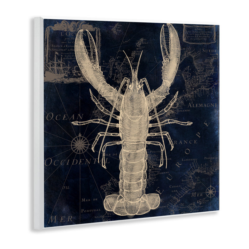 Plaque murale «Lobster Contour over Map», design par Sasha