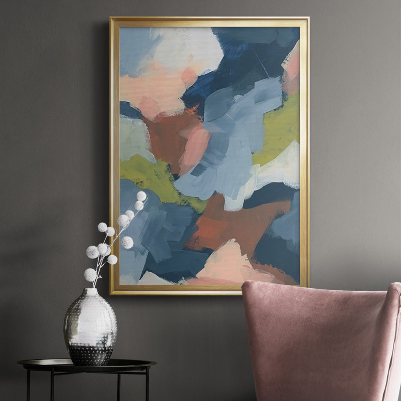 " Soft Indigo Atmosphere II ", Gold Framed, 42.5" H x 30.5" W x 1" D