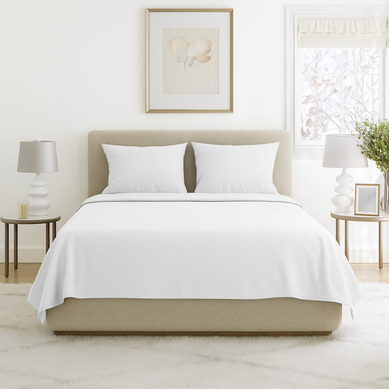 Ensemble de draps en microfibre brossée Series 1200, Blanc, Ensemble de draps pour grand lit + un drap-housse 