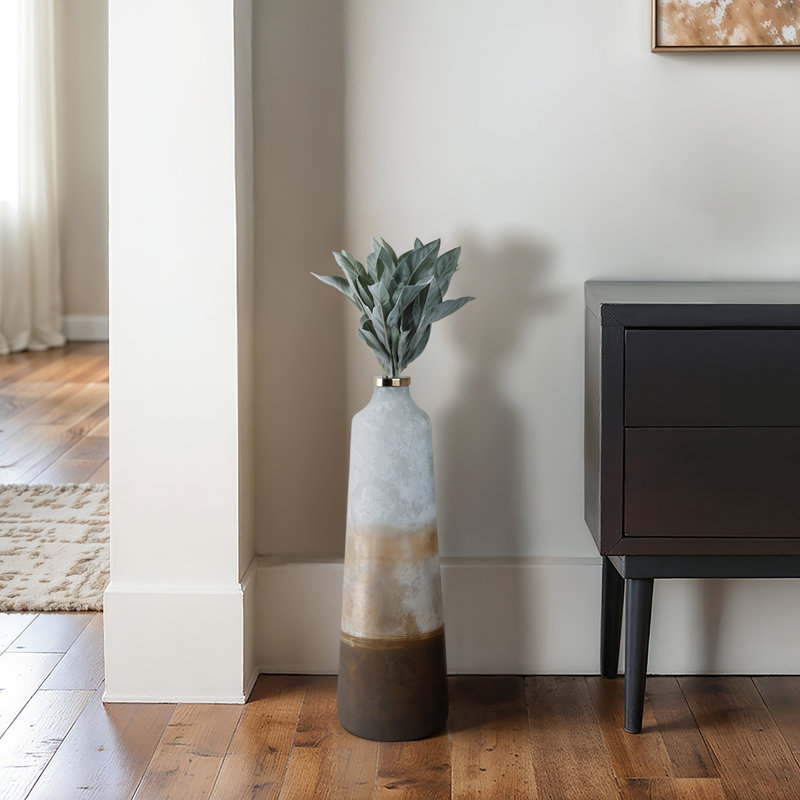 Latitude Run® White/Gold Ombre Floor Vase, 25" H x 8" W x 8" D