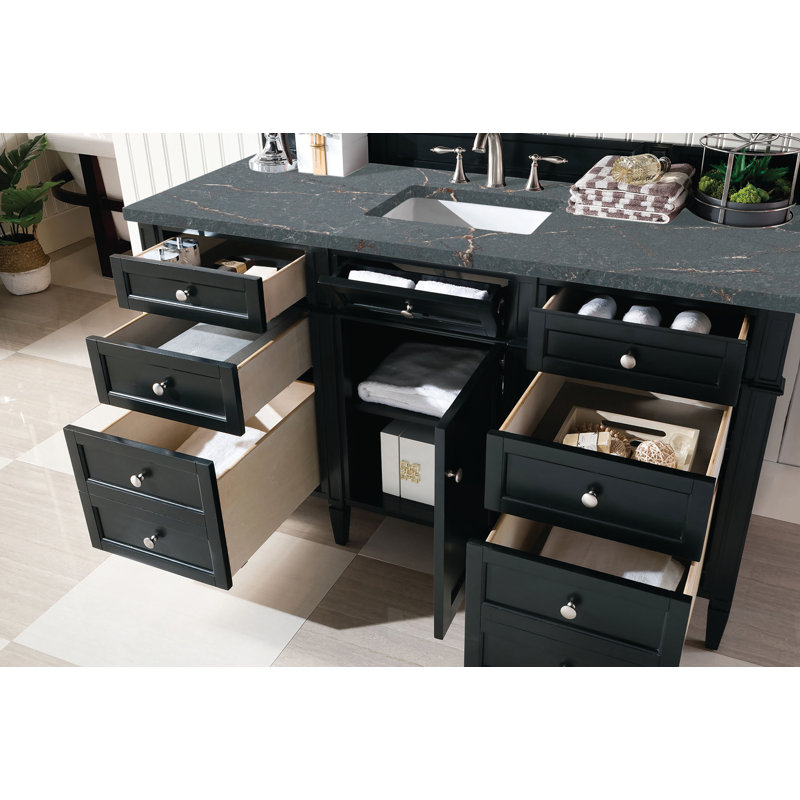 Brittany 60'' W Single Vanity, Parisien Bleu, Black Onyx, 8" Widespread