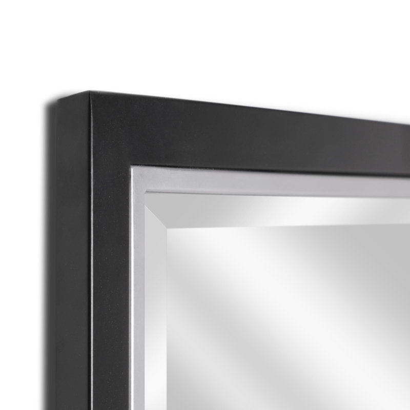 Miroir de salle de bain Wilguy, 30 po x 40 po, Noir brossé / chrome