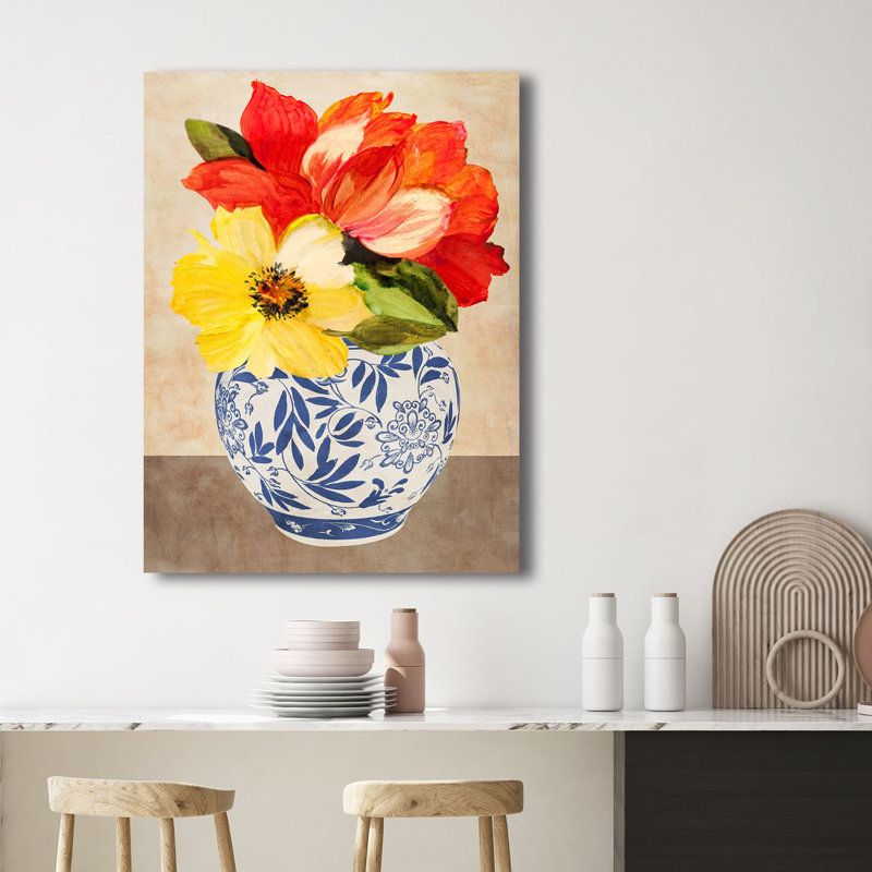 Italian Vase With Flowers I by Anna Borgese - Wrapped Canvas Painting, 100cm H x 70cm W x 4cm D