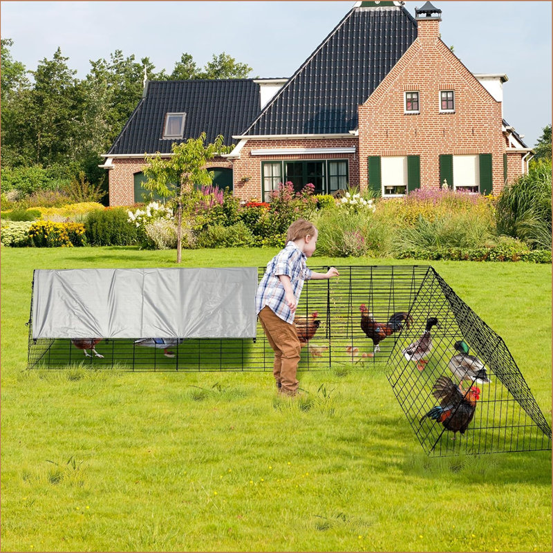 Portable Chicken Tunnel Run With Corner Frames, Predator-proof Chicken Coop With Steel Construction & Waterproof Tarp For Hens/ducks/rabbits, Free-range Garden Protection