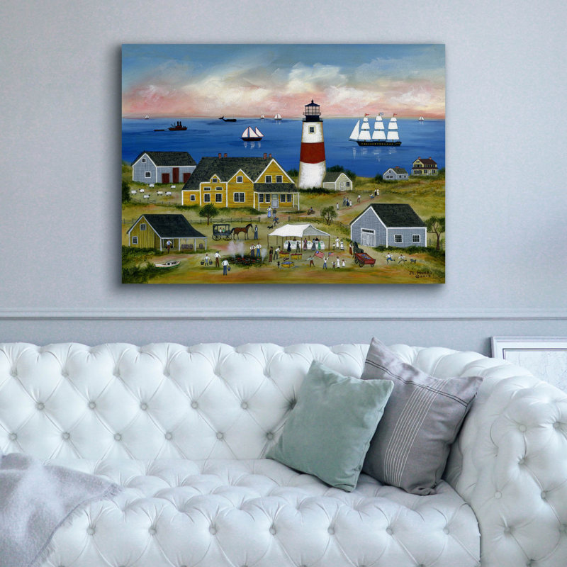  «Clambake At Sankaty Light (1)» par JL Munro, art mural sur toile, 54 po x 40 po