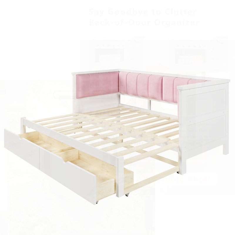 Stylish Daybed With Two Spacious Storage Drawers And Comfortable Upholstered Backrest, Perfect For Modern Living