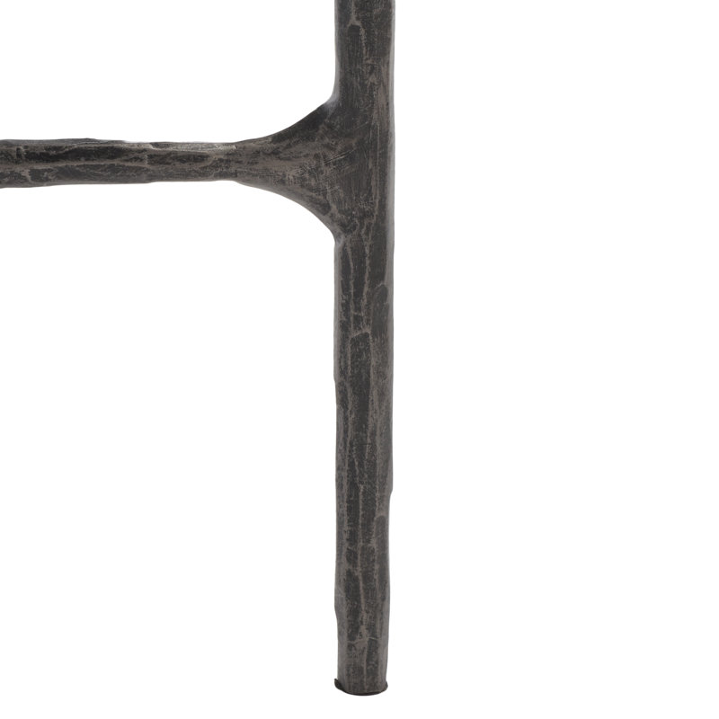 Jessa Forged Metal Tall Round End Table, Glass Top/Black Base