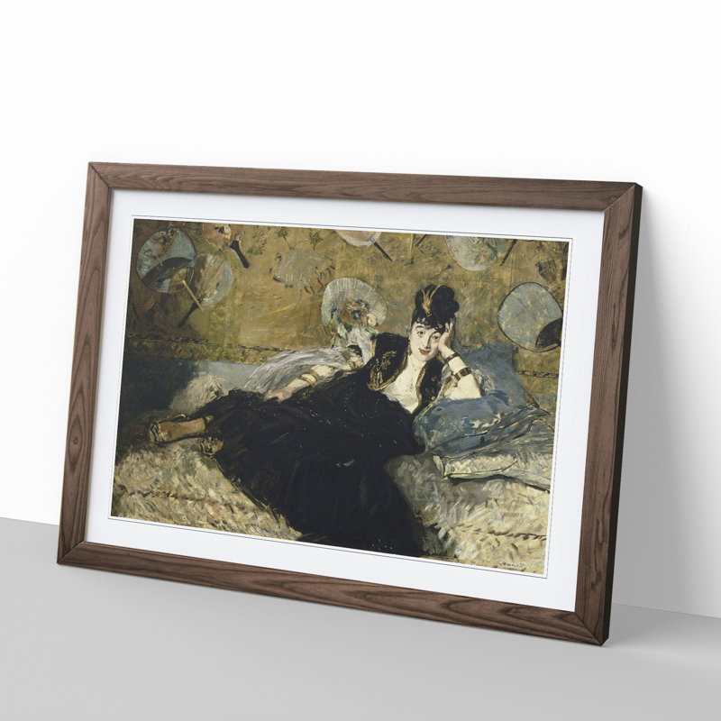 Woman with Fans by Edouard Manet - Picture Frame Painting, 48cm H x 65cm W x 2cm D, Walnut Framed