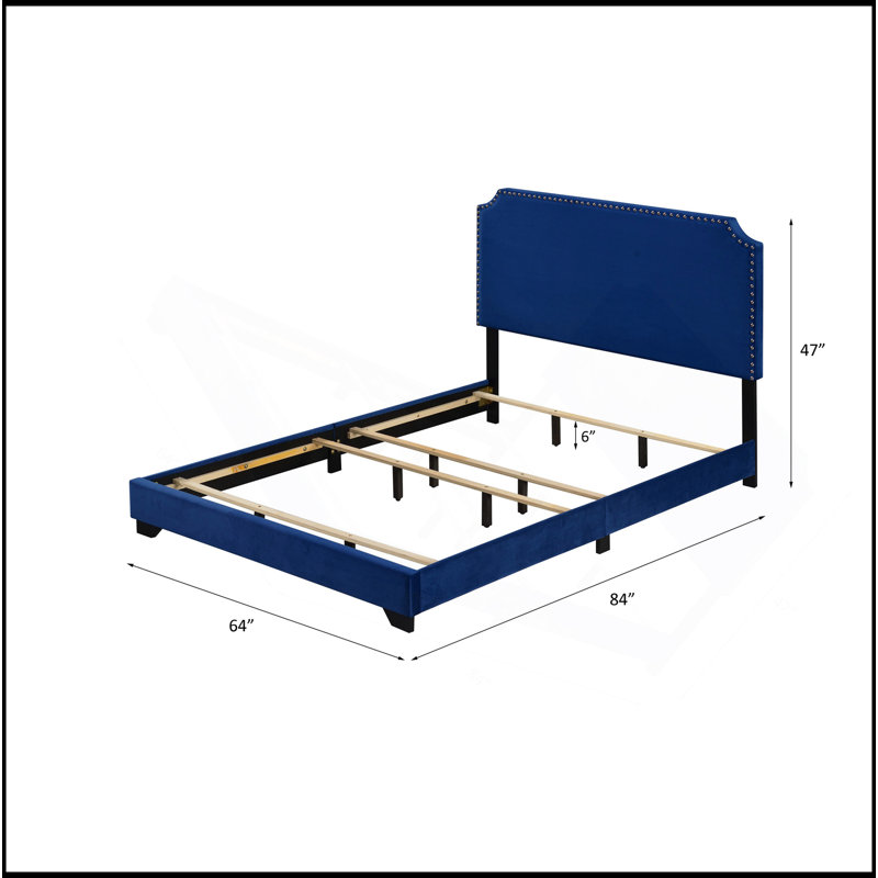 Grand lit en velours bleu Haemon