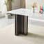 Table de salle à manger rectangulaire de 69,30 pouces de style moderne, en verre trempé avec plateau de table en marbre, pieds de table brossés mat, convenant à 4 à 6 personnes, marbre blanc, gris mat.