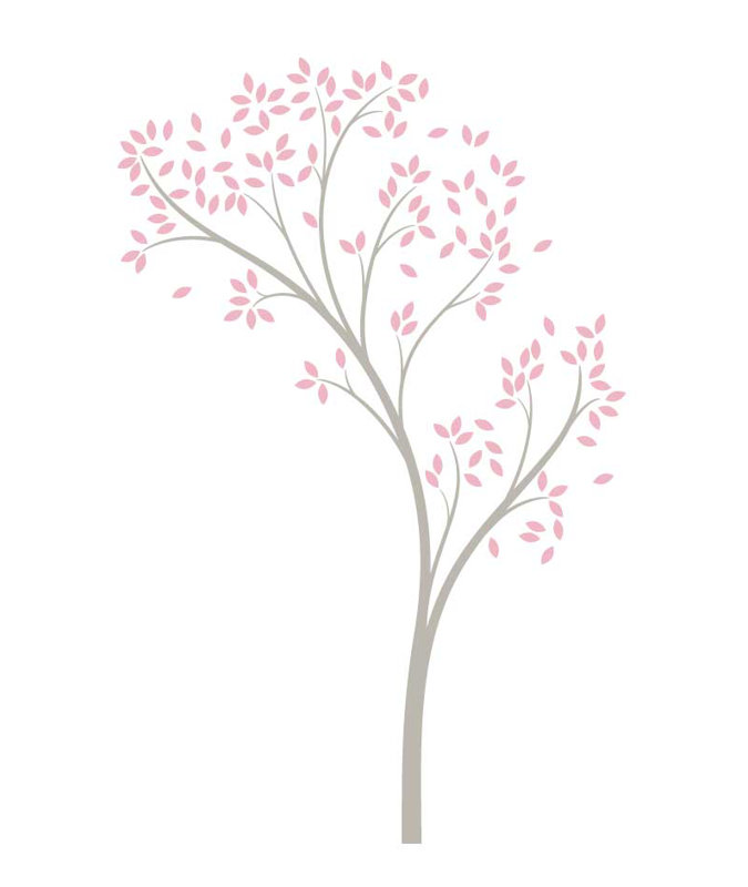 Décalcomanie murale arbre à ressorts, Gris chaud/rose clair