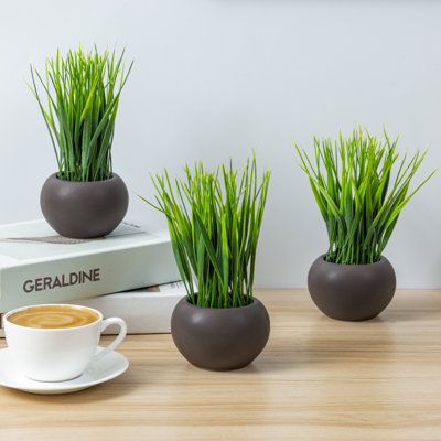 Herbes artificielles 7,1 po avec pot rond