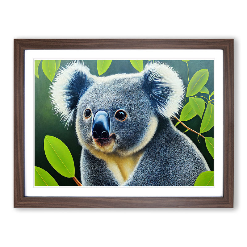 Koala Bear - Single Picture Frame Print, 34cm H x 46cm W x 2cm D, Walnut