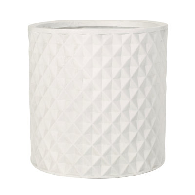 Planter - 15.97" Dimension Lightweight Concrete Material Antique White Hue Outdoor Decor Adds Elegance To