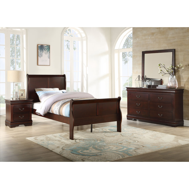 Julianis 4-1_Norah Sleigh Bedroom Set, Full, Cherry