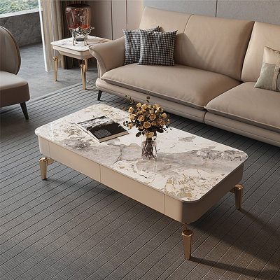 Simple and light luxury rock slate coffee table