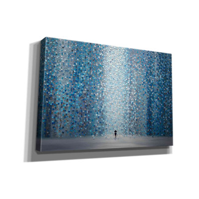 «Blue Rain» Epic Graffiti par Ekaterina Ermilkina, art mural sur toile, 26 po x 18 po
