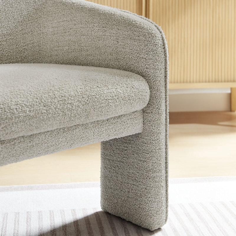 Fauteuil d'appoint rembourré en tissu Greer Boucle, Tissu de papier journal