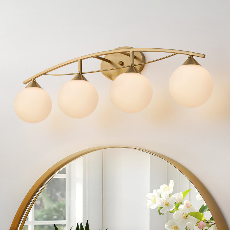 Kaynen Dimmable Opal Glass Vanity Light, 3 Lights, 11.42" H x 24.4" W x 7.48" D