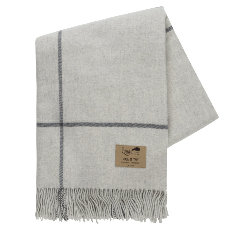 Windowpane Cashmere/Lambswool Throw, Light Gray / Dark Gray