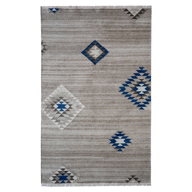 Badamo Flatweave Geometric Indoor / Outdoor Rug, Rectangle 5' x 8'