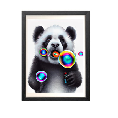 Panda Blowing Bubble - Single Picture Frame Print