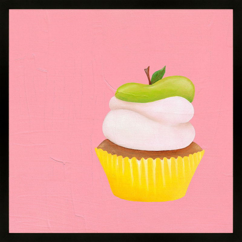 Apple Cupcake Print by Katy Montica, Black Framed Paper, 16" W x 16" H x 1.25" D
