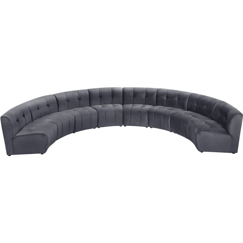Jedson Velvet Sectional Symmetrical, Grey Velvet